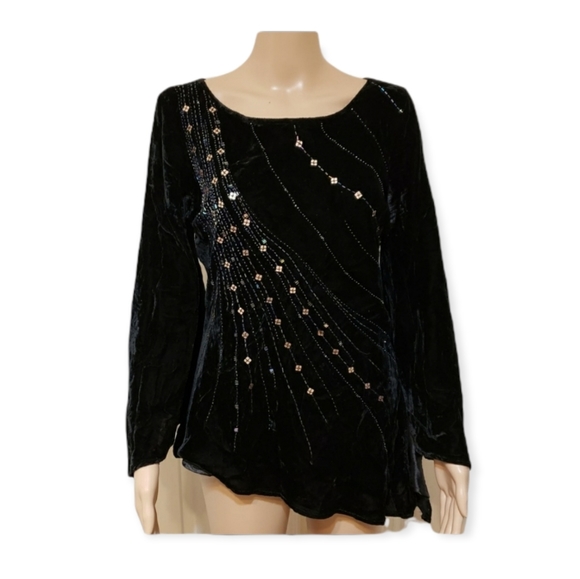 NWOT | Anne Carson {BLACK VELVET BEADED TOP} - Picture 1 of 9